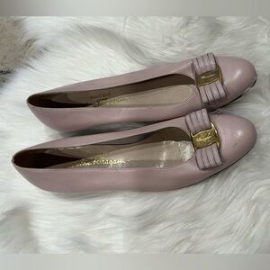 Salvatore Ferragamo Blush Leather Loafers Vintage